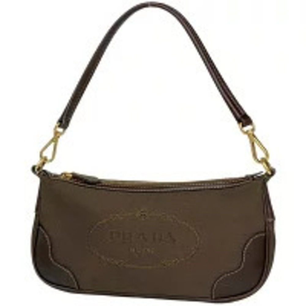 Prada Handbag Clutch Jacquard Canvas Brown
